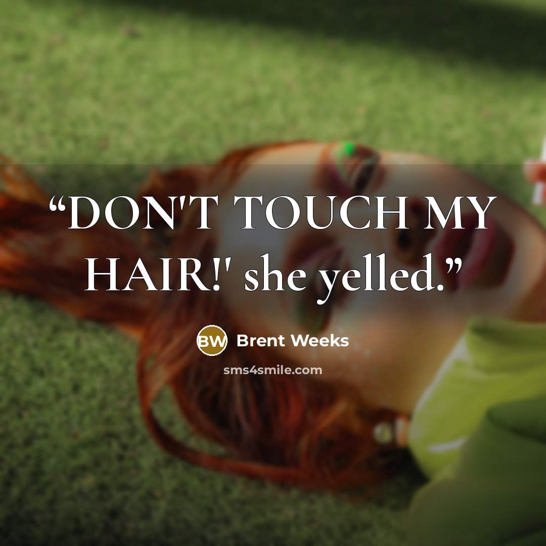 “DON'T TOUCH MY HAIR!' she yelled.” quote by Brent Weeks