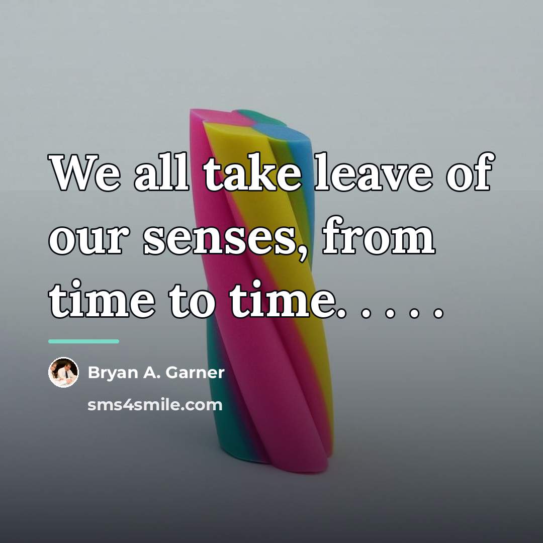 “We all take leave of our senses, from time to…” quote by Bryan A. Garner