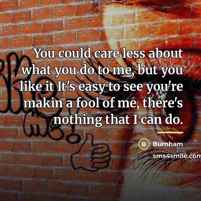 “You could care less about what you do to me,…” quote by Burnham