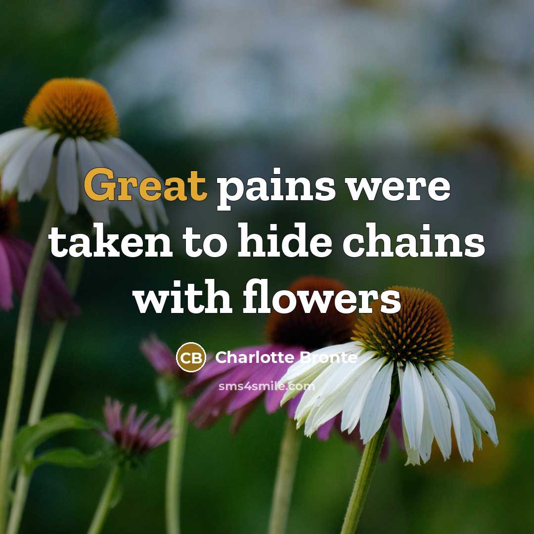 “Great pains were taken to hide chains with flowers…” quote by Charlotte Bronte