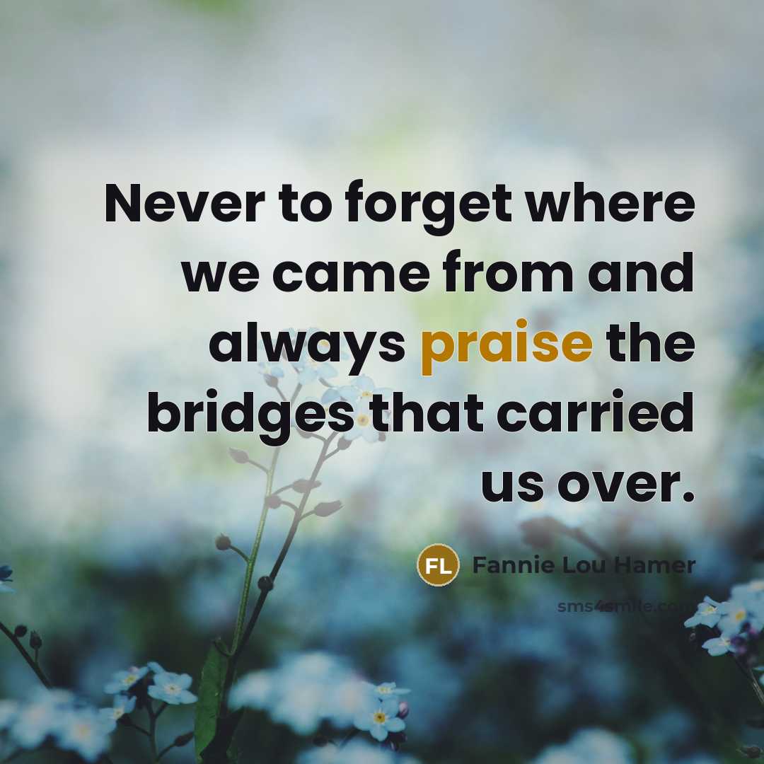 “Never to forget where we came from and always praise…” quote by Fannie Lou Hamer