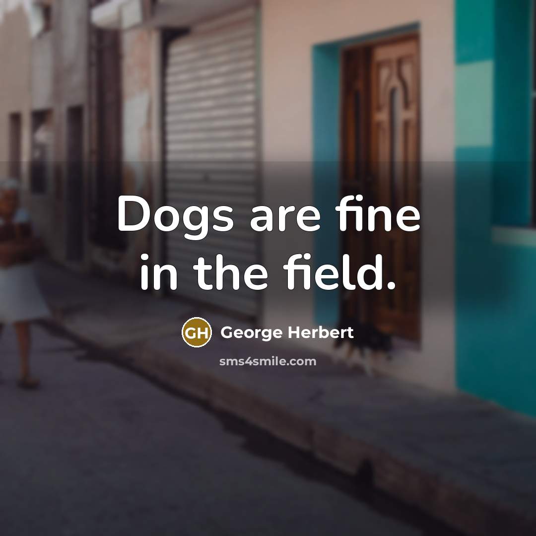 “Dogs are fine in the field.…” quote by George Herbert