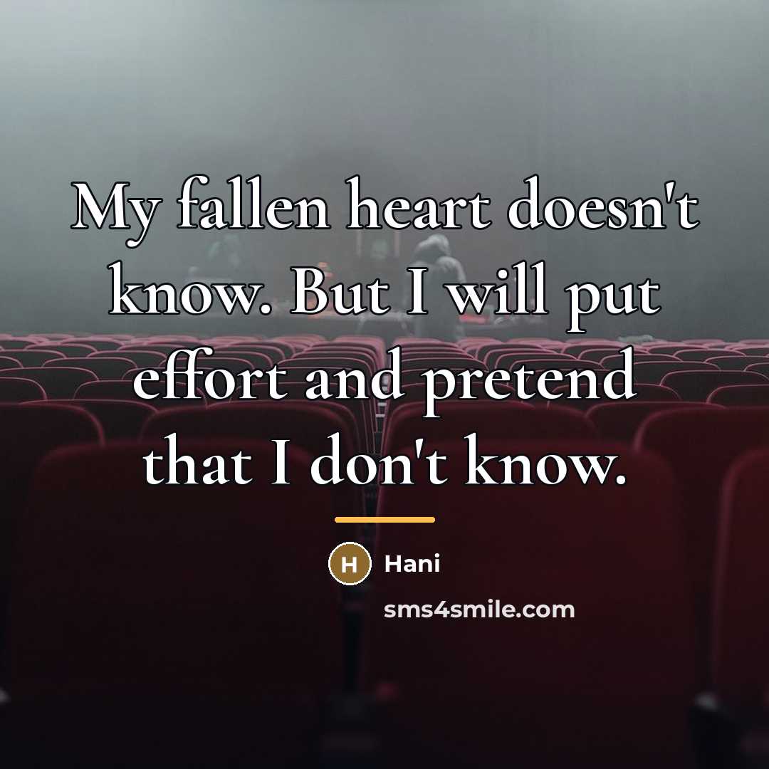 “My fallen heart doesn't know. But I will put effort…” quote by Hani