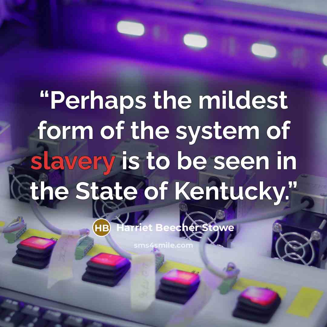 “Perhaps the mildest form of the system of slavery is to be seen in the State of Kentucky.” quote by Harriet Beecher Stowe