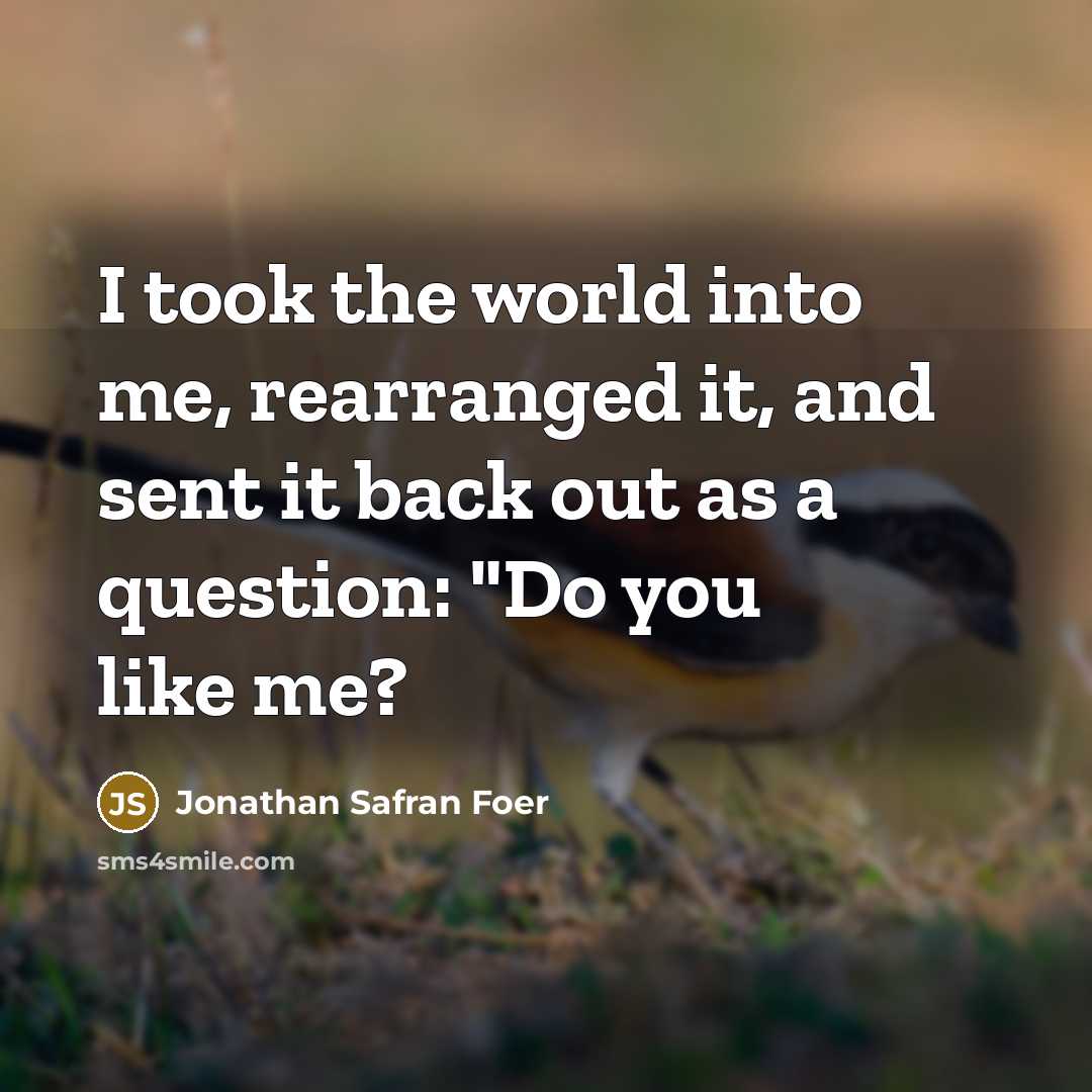 “I took the world into me, rearranged it, and sent…” quote by Jonathan Safran Foer