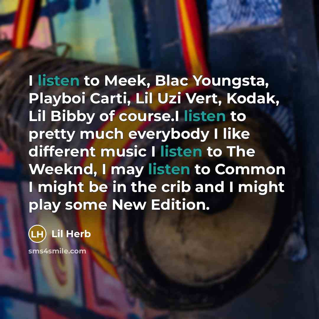 “I listen to Meek, Blac Youngsta, Playboi Carti, Lil Uzi…” quote by Lil Herb