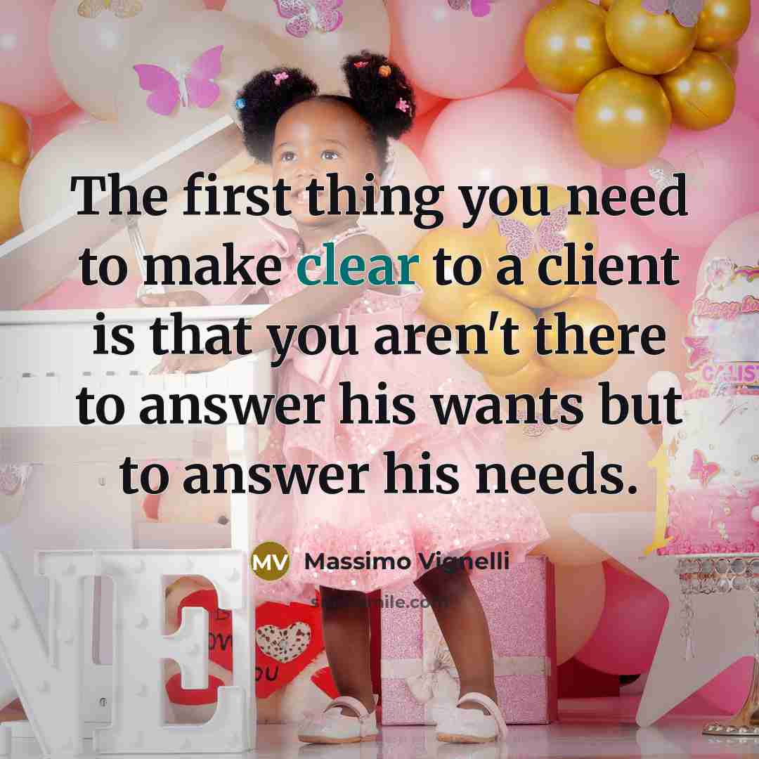 “The first thing you need to make clear to a…” quote by Massimo Vignelli