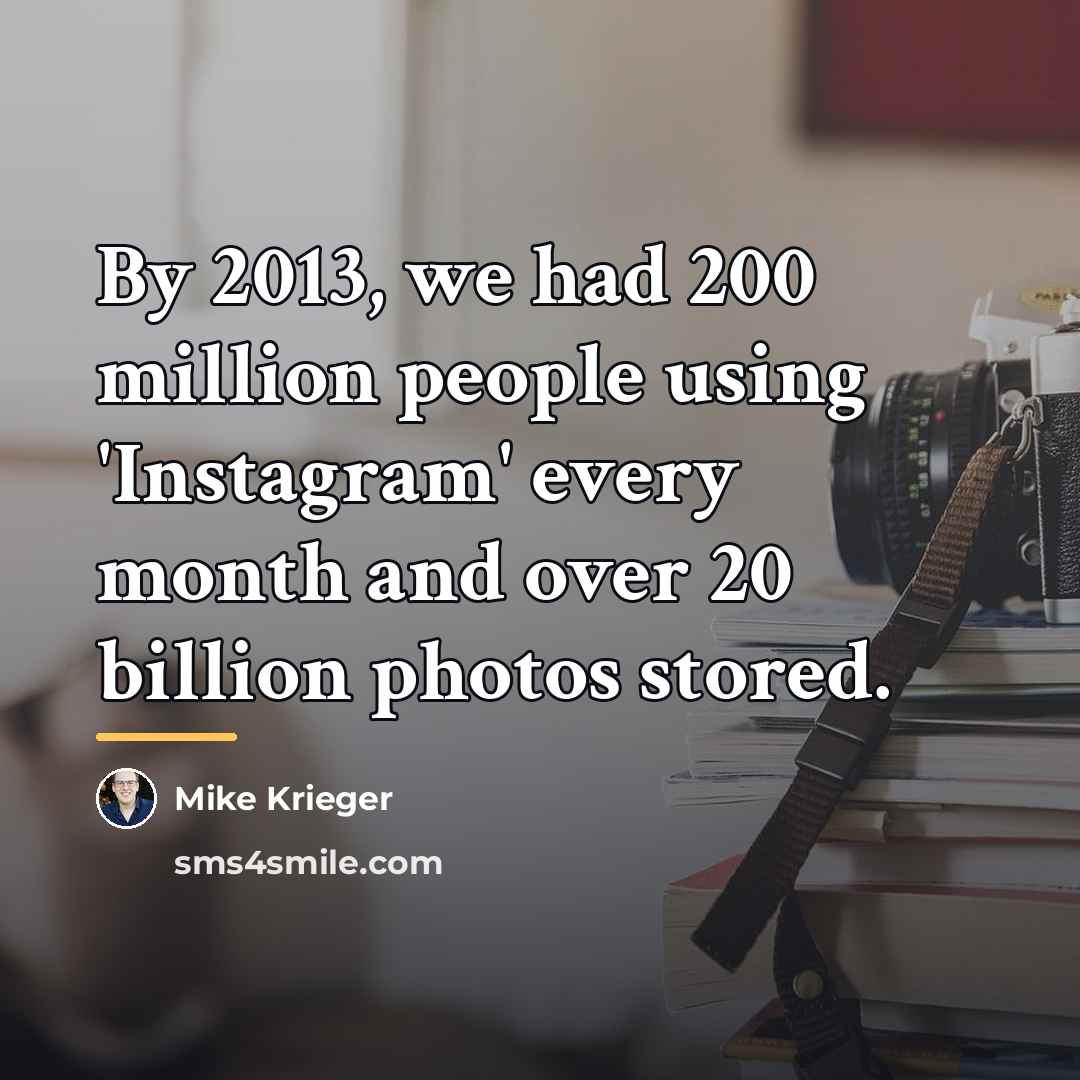 “By 2013, we had 200 million people using 'Instagram' every…” quote by Mike Krieger