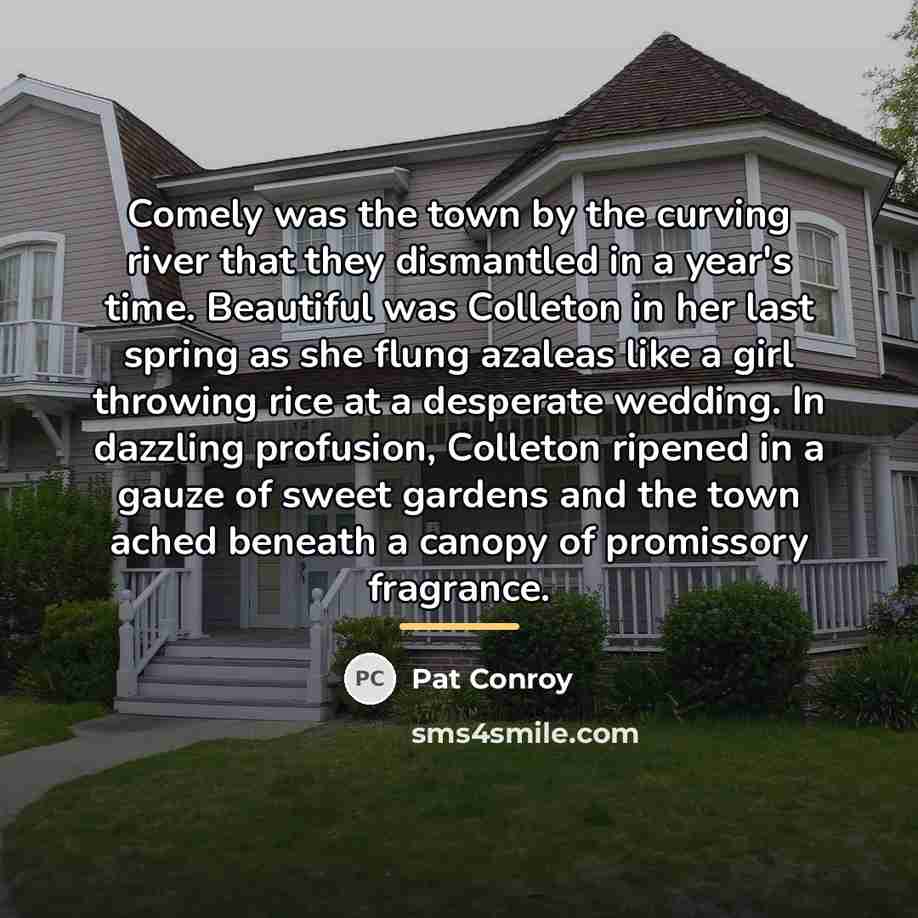 “Comely was the town by the curving river that they…” quote by Pat Conroy