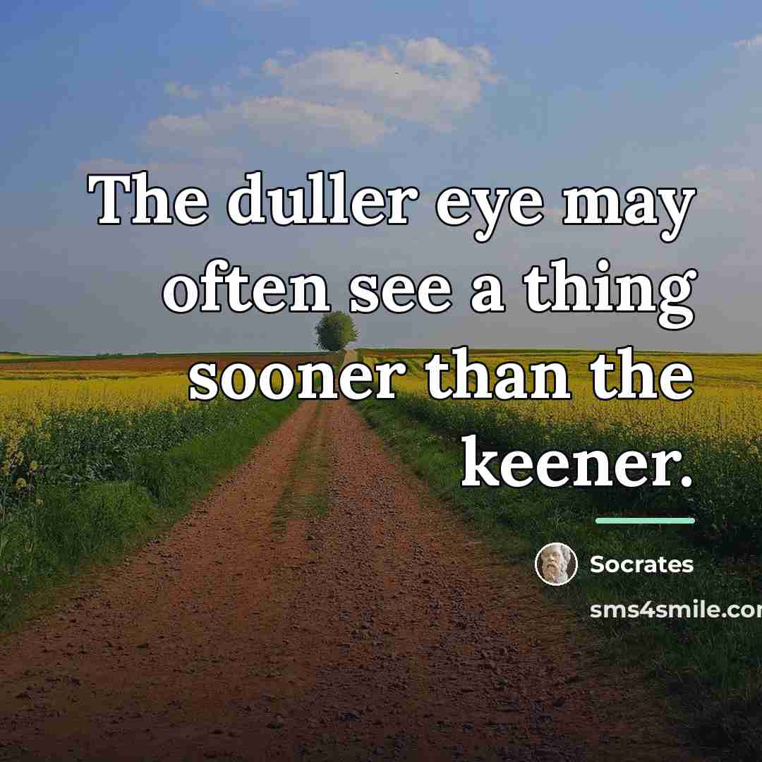 “The duller eye may often see a thing sooner than…” quote by Socrates