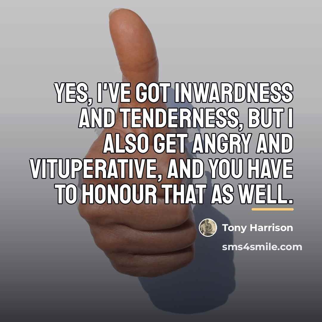 “Yes, I've got inwardness and tenderness, but I also get…” quote by Tony Harrison