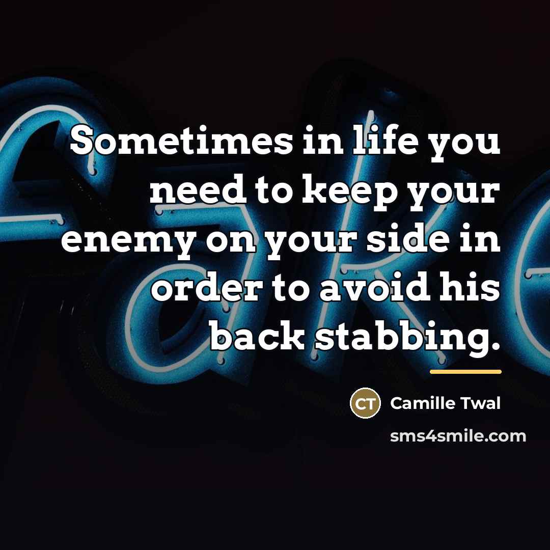 “Sometimes in life you need to keep your enemy on…” quote by Camille Twal