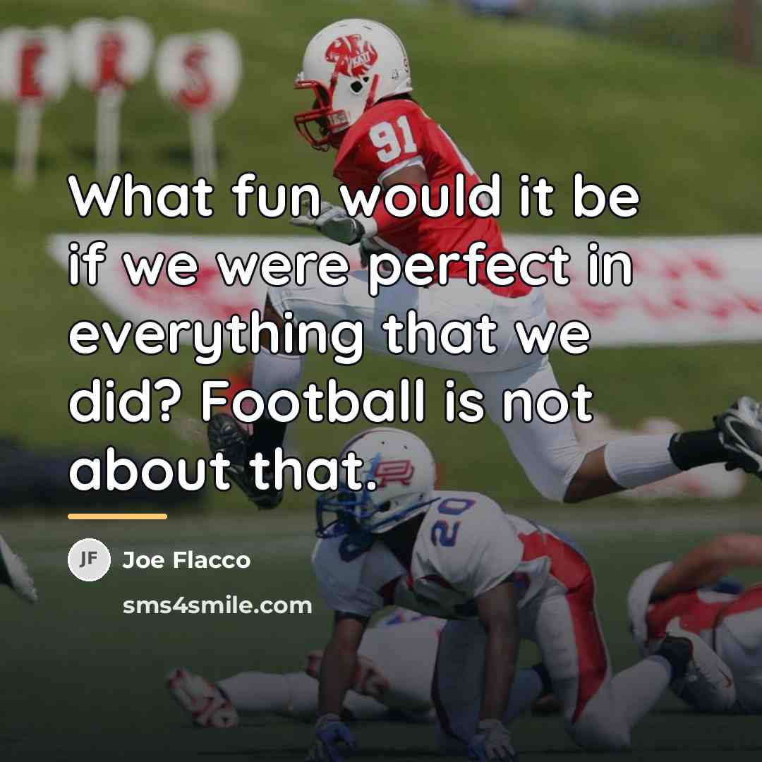“What fun would it be if we were perfect in…” quote by Joe Flacco