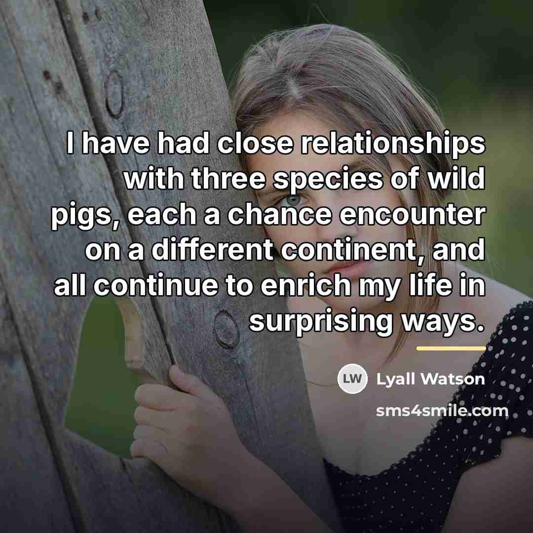 “I have had close relationships with three species of wild…” quote by Lyall Watson