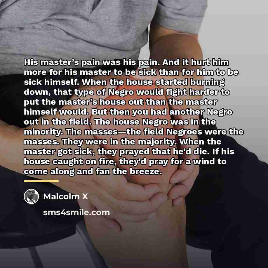“His master’s pain was his pain. And it hurt him…” quote by Malcolm X