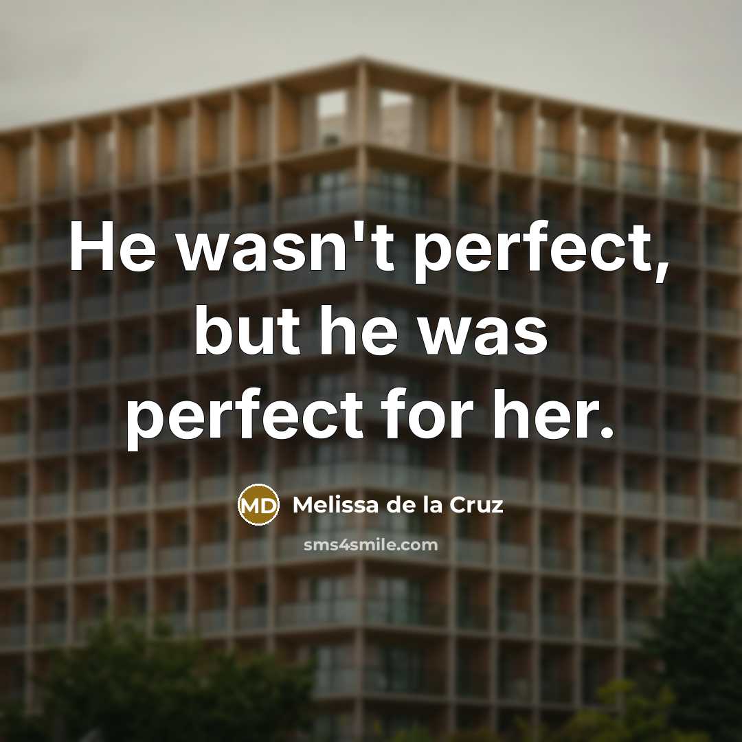 “He wasn't perfect, but he was perfect for her.…” quote by Melissa de la Cruz