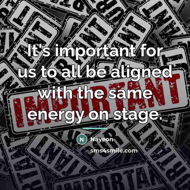 “It's important for us to all be aligned with the…” quote by Nayeon