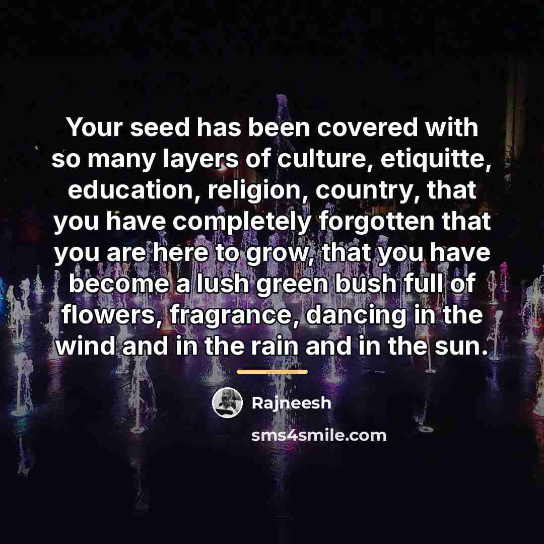 “Your seed has been covered with so many layers of…” quote by Rajneesh