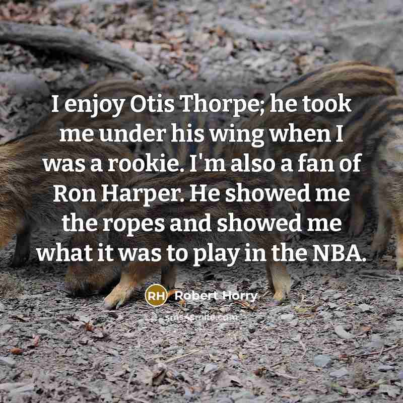“I enjoy Otis Thorpe; he took me under his wing…” quote by Robert Horry
