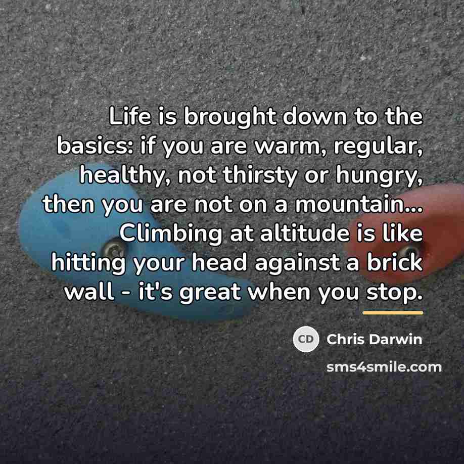 “Life is brought down to the basics: if you are…” quote by Chris Darwin