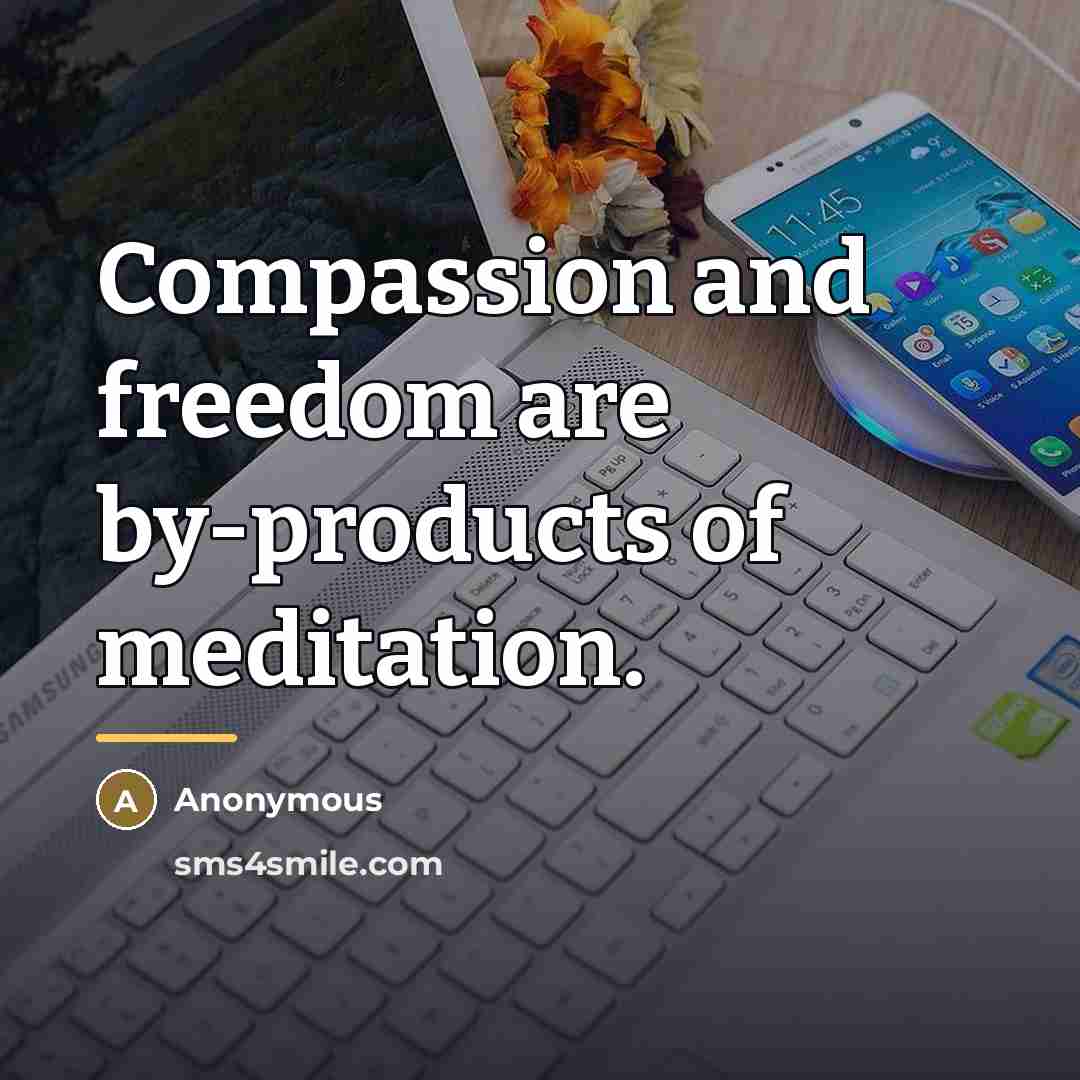 “Compassion and freedom are by-products of meditation.…” quote by Anonymous