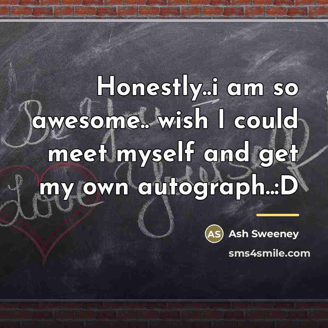 “Honestly..i am so awesome.. wish I could meet myself and…” quote by Ash Sweeney