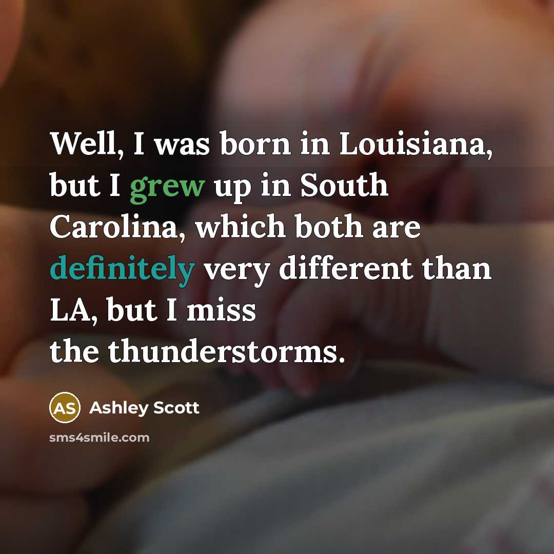 “Well, I was born in Louisiana, but I grew up…” quote by Ashley Scott