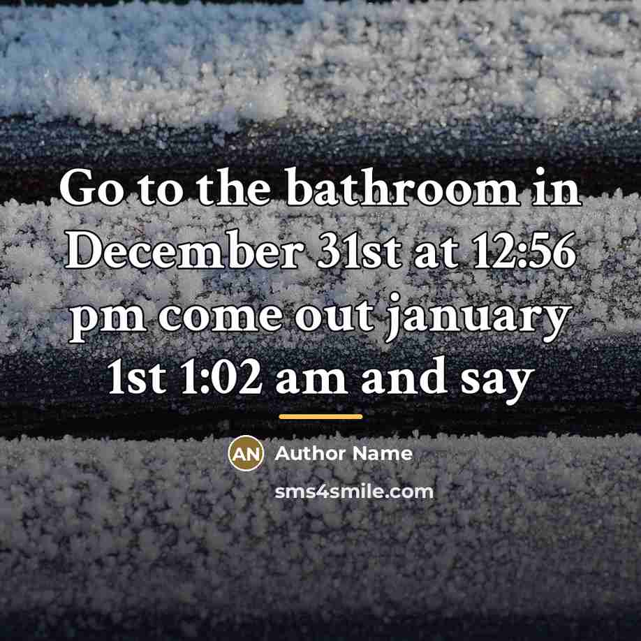 “Go to the bathroom in December 31st at 12:56 pm…” quote by Author Name