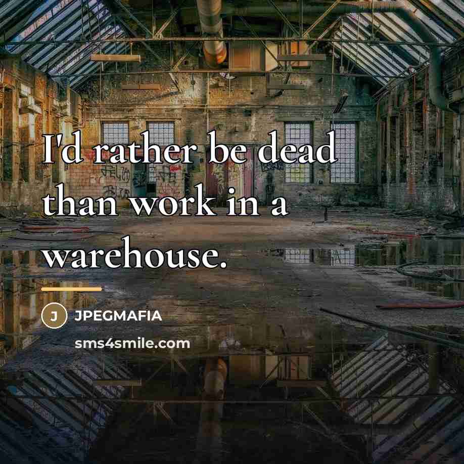 “I'd rather be dead than work in a warehouse.…” quote by JPEGMAFIA