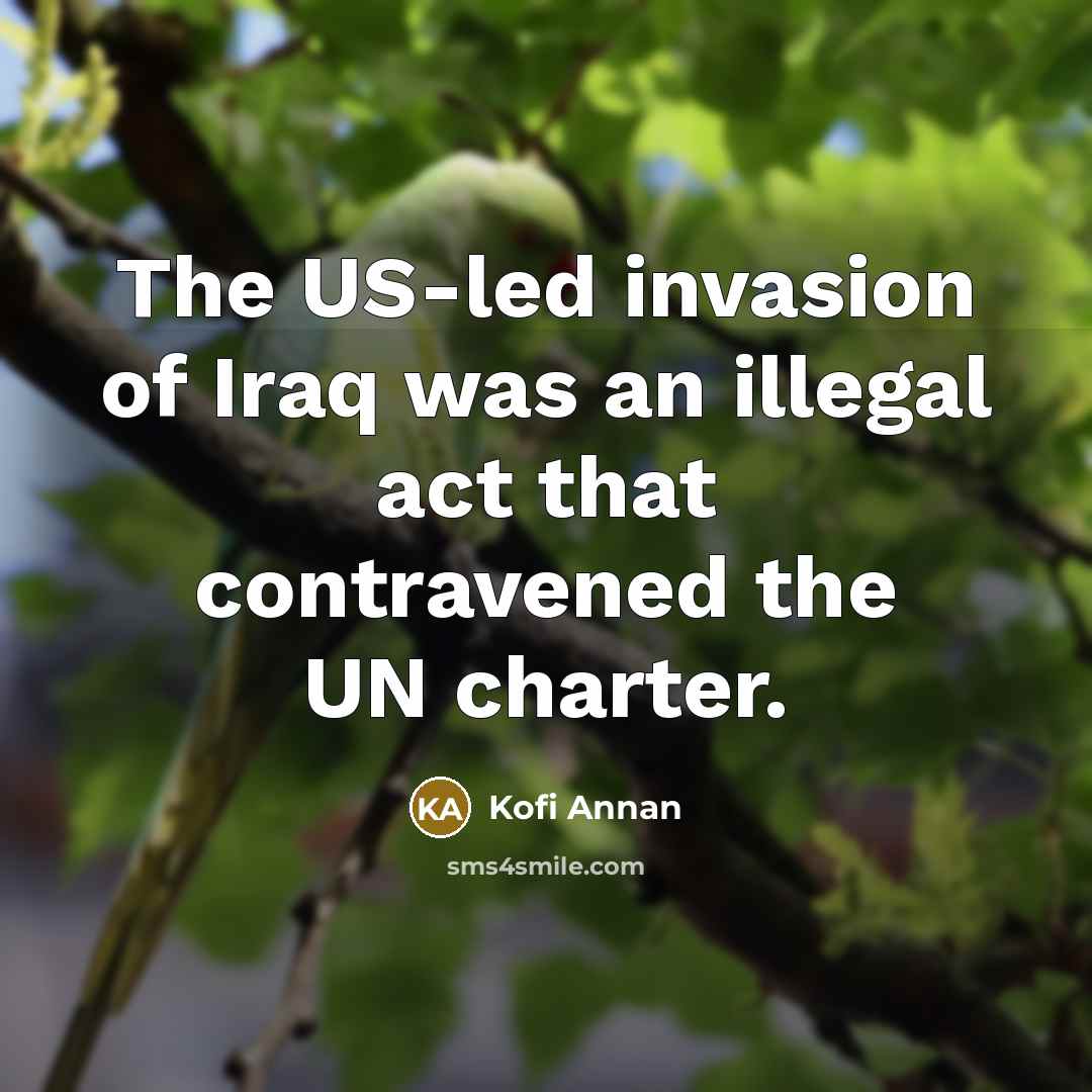 “The US-led invasion of Iraq was an illegal act that…” quote by Kofi Annan