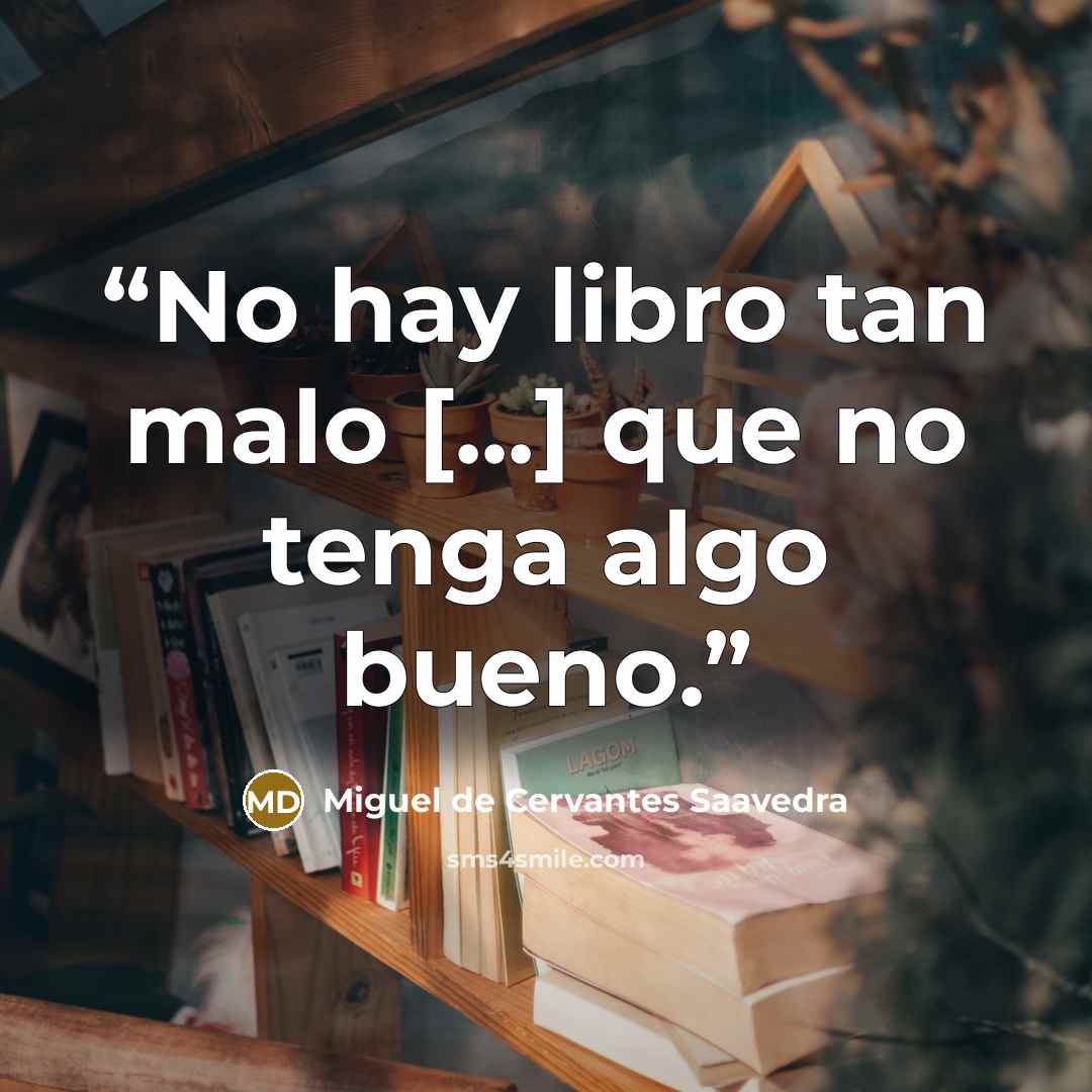 “No hay libro tan malo [...] que no tenga algo bueno.” quote by Miguel de Cervantes Saavedra