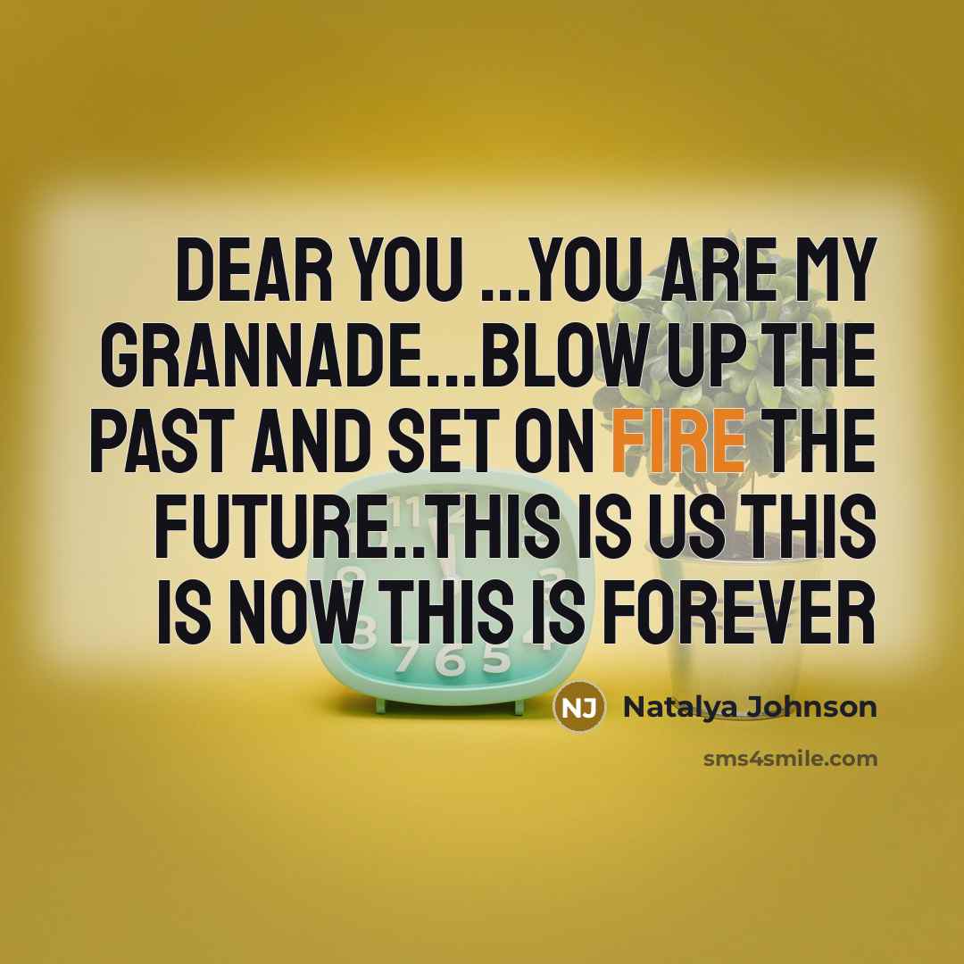 “Dear you ...you are my grannade...blow up the past and…” quote by Natalya Johnson