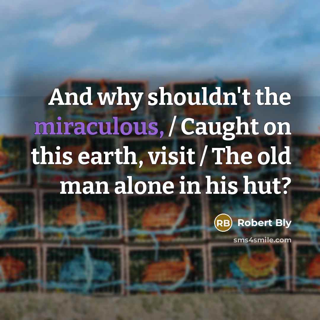 “And why shouldn't the miraculous, / Caught on this earth,…” quote by Robert Bly