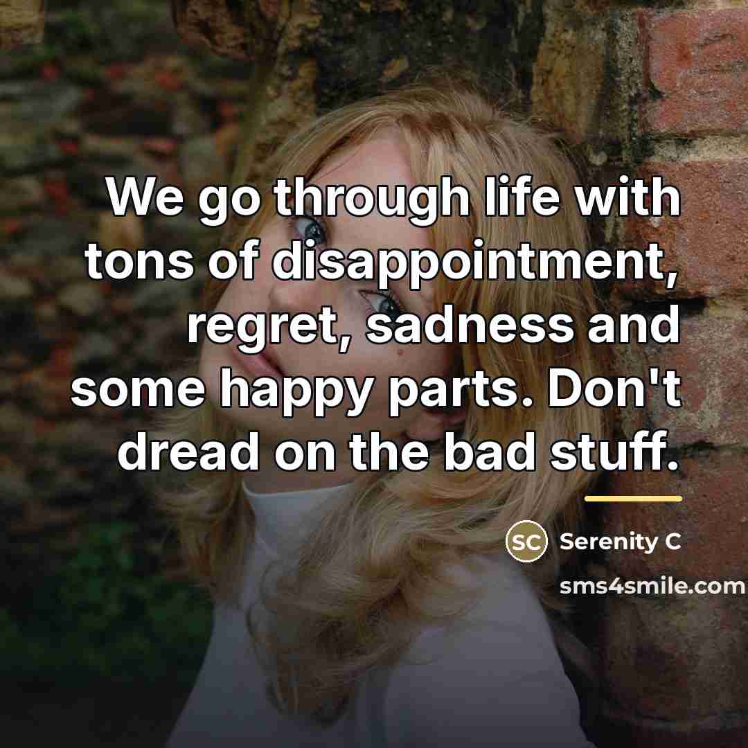 “We go through life with tons of disappointment, regret, sadness…” quote by Serenity C