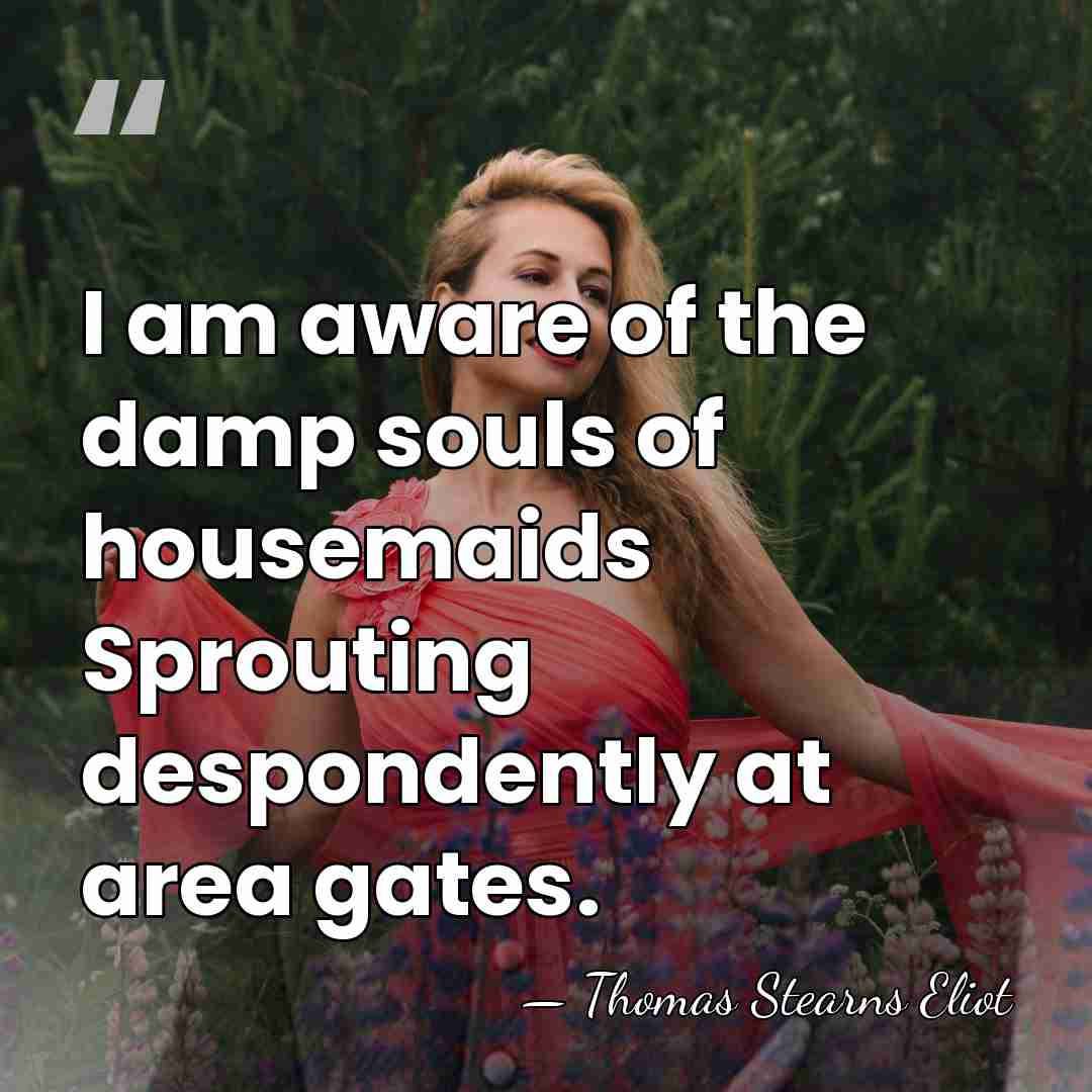 I am aware of the damp souls of housemaids Sprouting despondently at&hellip; - Thomas Stearns Eliot