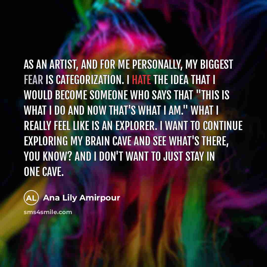 “As an artist, and for me personally, my biggest fear…” quote by Ana Lily Amirpour