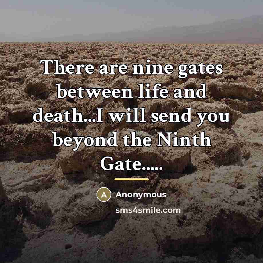 “There are nine gates between life and death...I will send…” quote by Anonymous