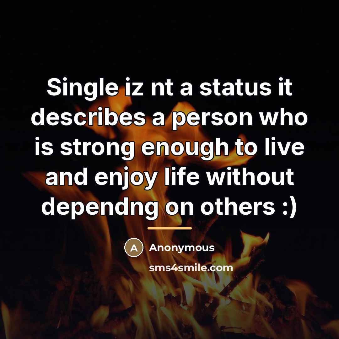 “Single iz nt a status it describes a person who…” quote by Anonymous