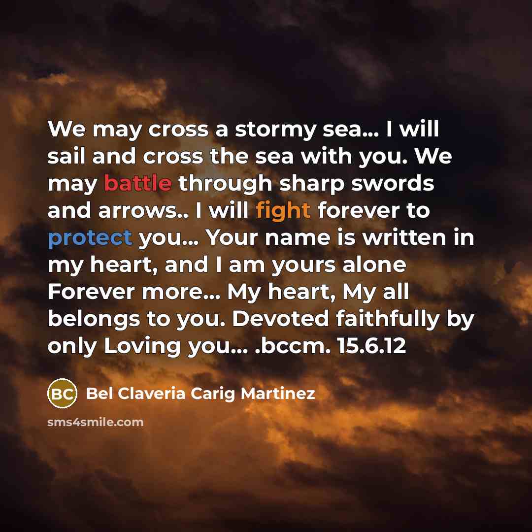 “We may cross a stormy sea... I will sail and…” quote by Bel Claveria Carig Martinez