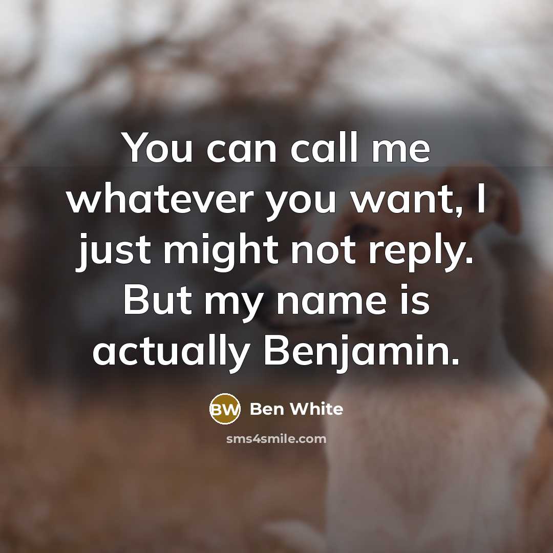 “You can call me whatever you want, I just might…” quote by Ben White