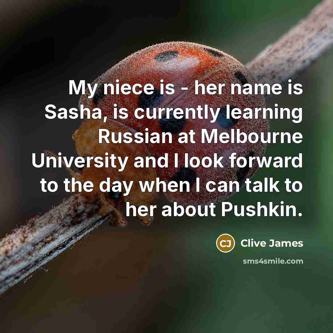 “My niece is - her name is Sasha, is currently…” quote by Clive James