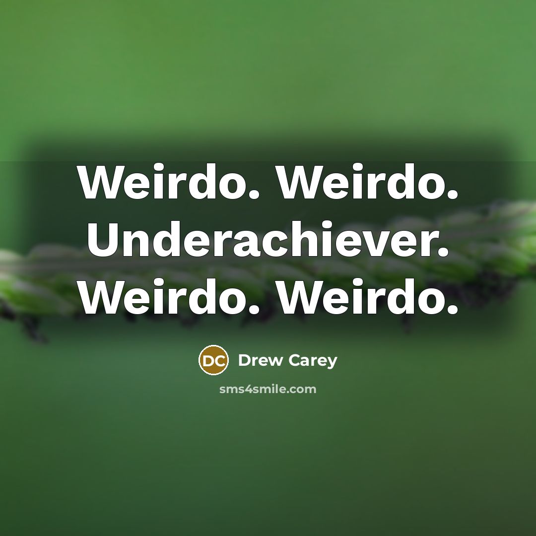 “Weirdo. Weirdo. Underachiever. Weirdo. Weirdo.…” quote by Drew Carey