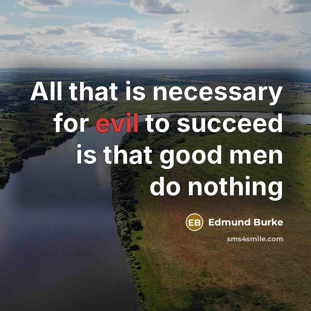 “All that is necessary for evil to succeed is that…” quote by Edmund Burke