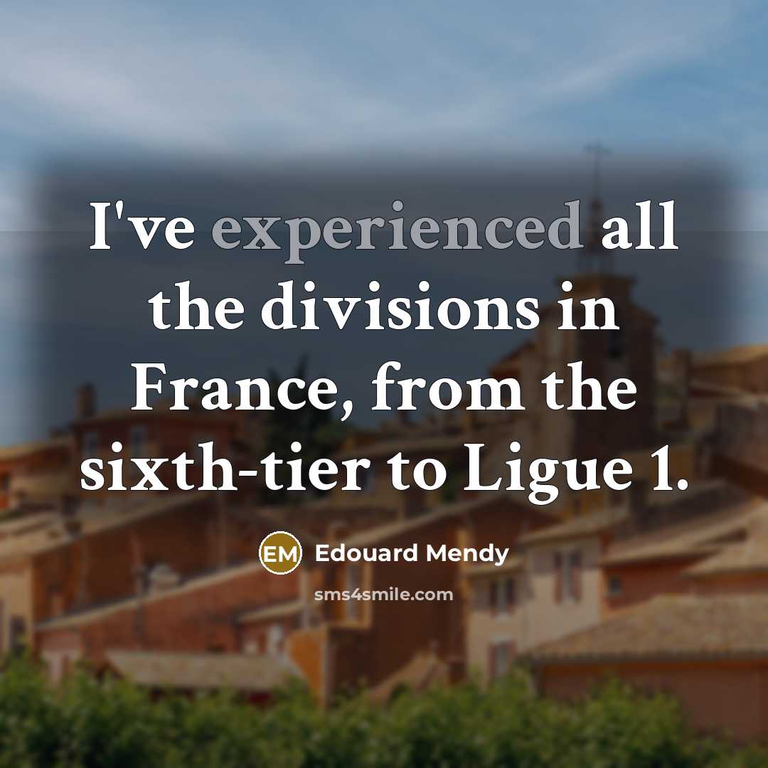“I've experienced all the divisions in France, from the sixth-tier…” quote by Edouard Mendy