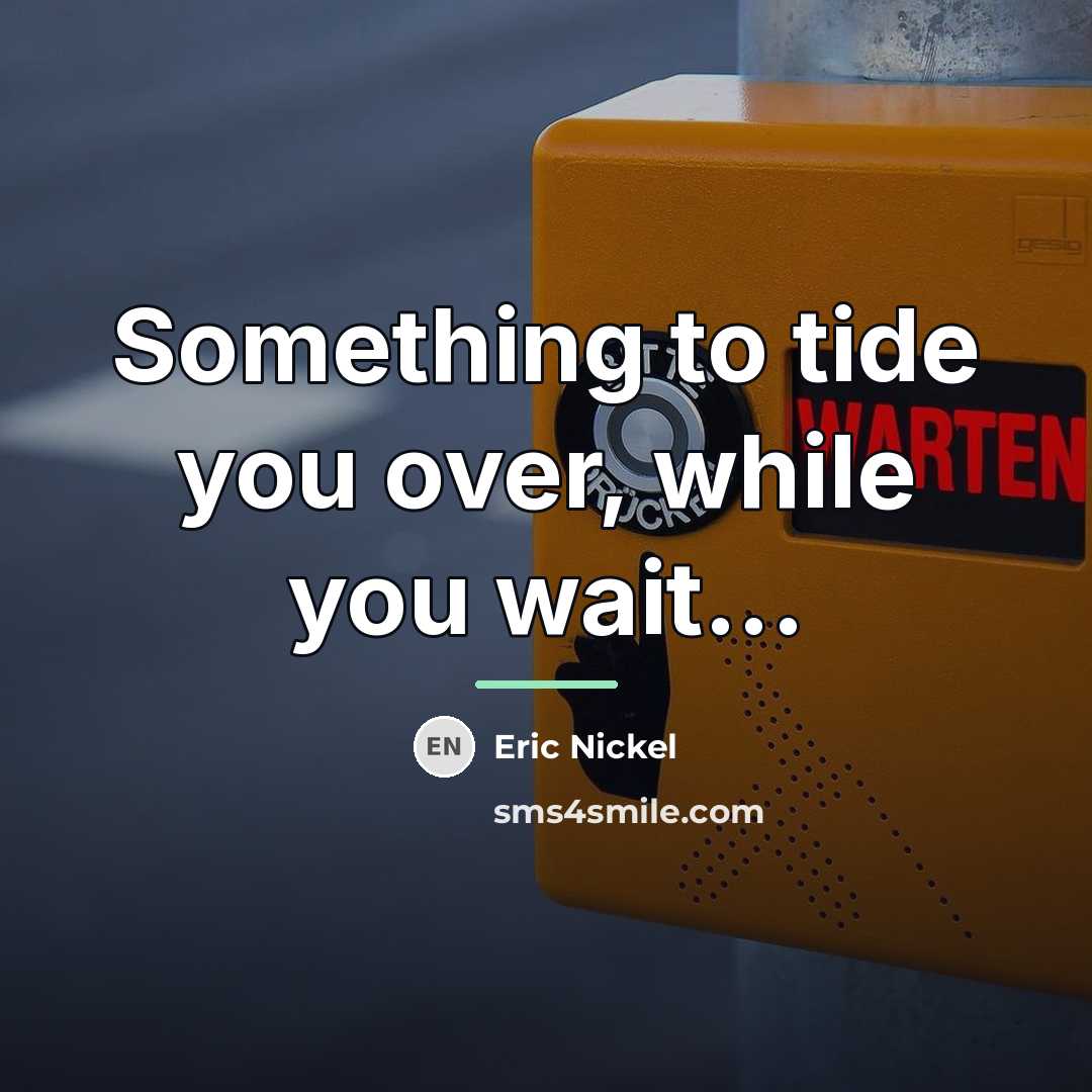 “Something to tide you over, while you wait...…” quote by Eric Nickel