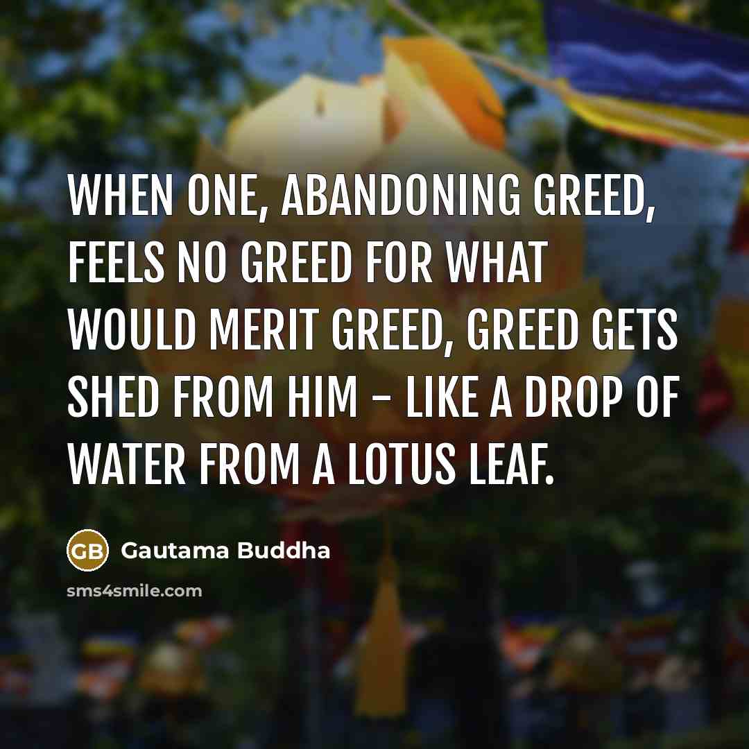 “When one, abandoning greed, feels no greed for what would…” quote by Gautama Buddha