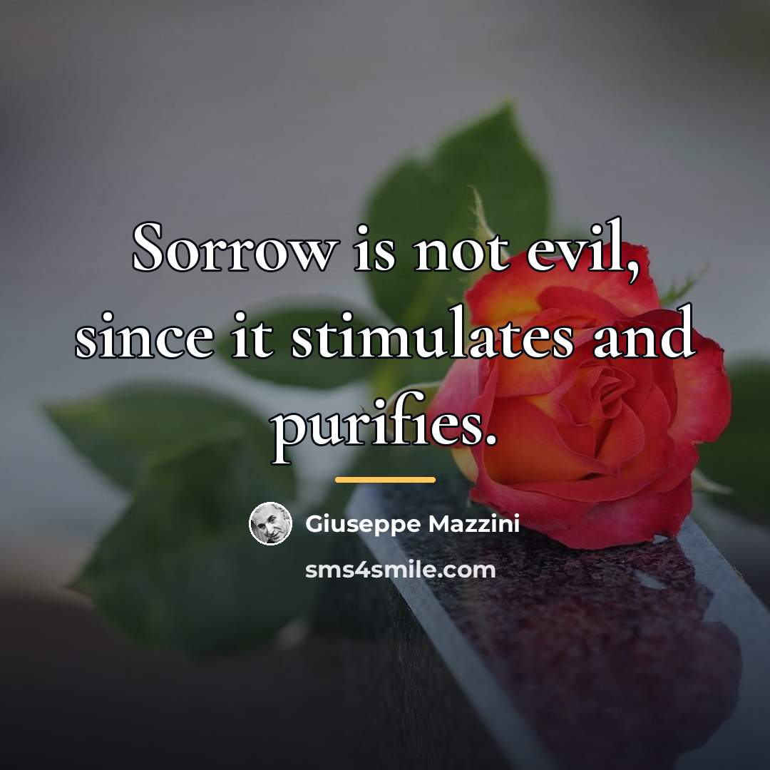 “Sorrow is not evil, since it stimulates and purifies.…” quote by Giuseppe Mazzini