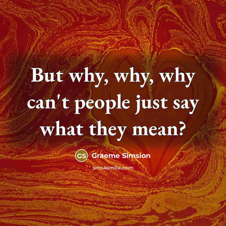 “But why, why, why can't people just say what they mean?” quote by Graeme Simsion