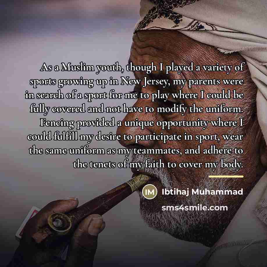 “As a Muslim youth, though I played a variety of…” quote by Ibtihaj Muhammad