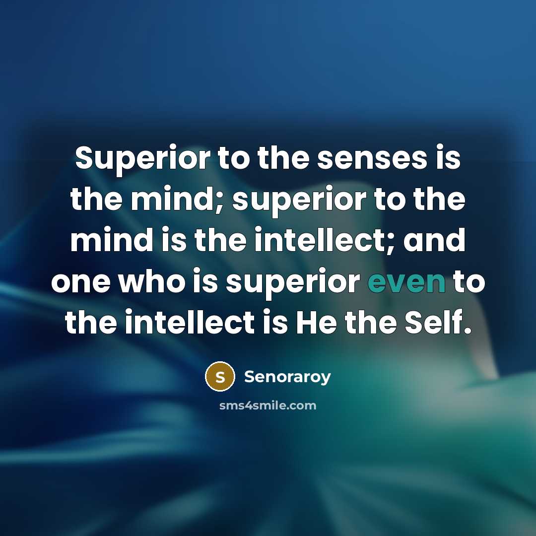 “Superior to the senses is the mind; superior to the…” quote by Senoraroy